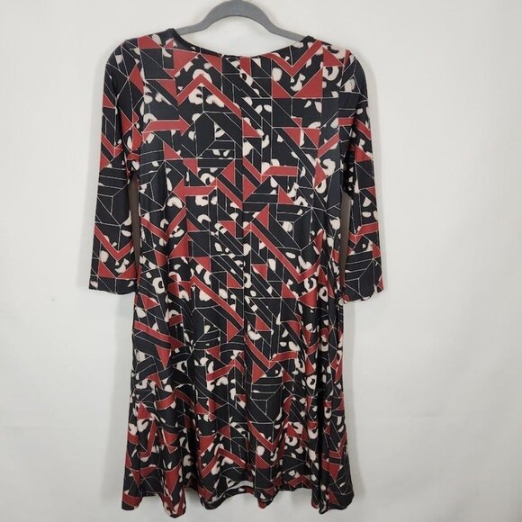 NWT Yelete Geometric Print Dress in Black and Red Size Small - Picture 3 of 4